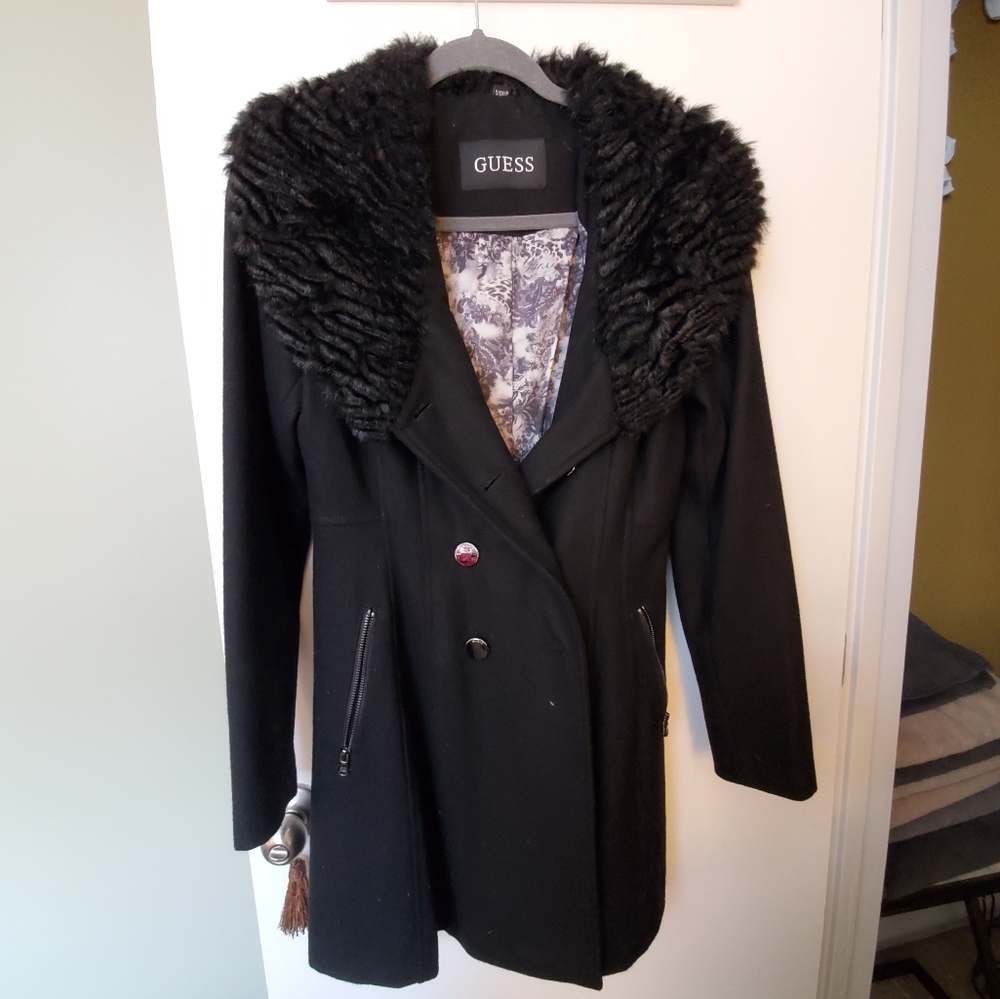 Guess Peacoat with Faux Fur Collar